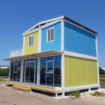 Steel Door Mobile House Modular Home Prefab Container With Glass Curtain Wall