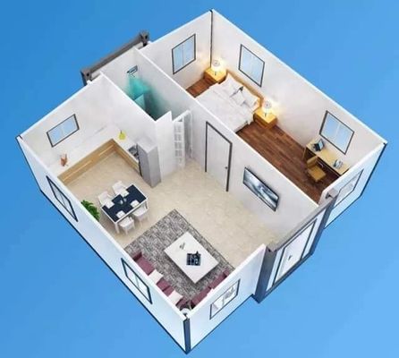 3 Bedroom Prefabricated Folding Modular Home with Customized Color and Steel Door