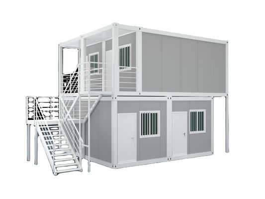 Modern 2 Story Portable Container House Prefab Homes In White / Gray / Black