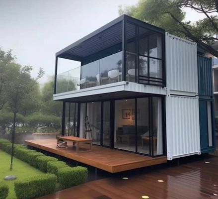 Flat Pack Container with Insulation Fireproof Rock Wool Sandwich Panel in Customized Color