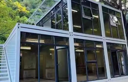Flat Pack Container Detachable Steel Door Office Mobile Modular Glass Wall Tiny Home